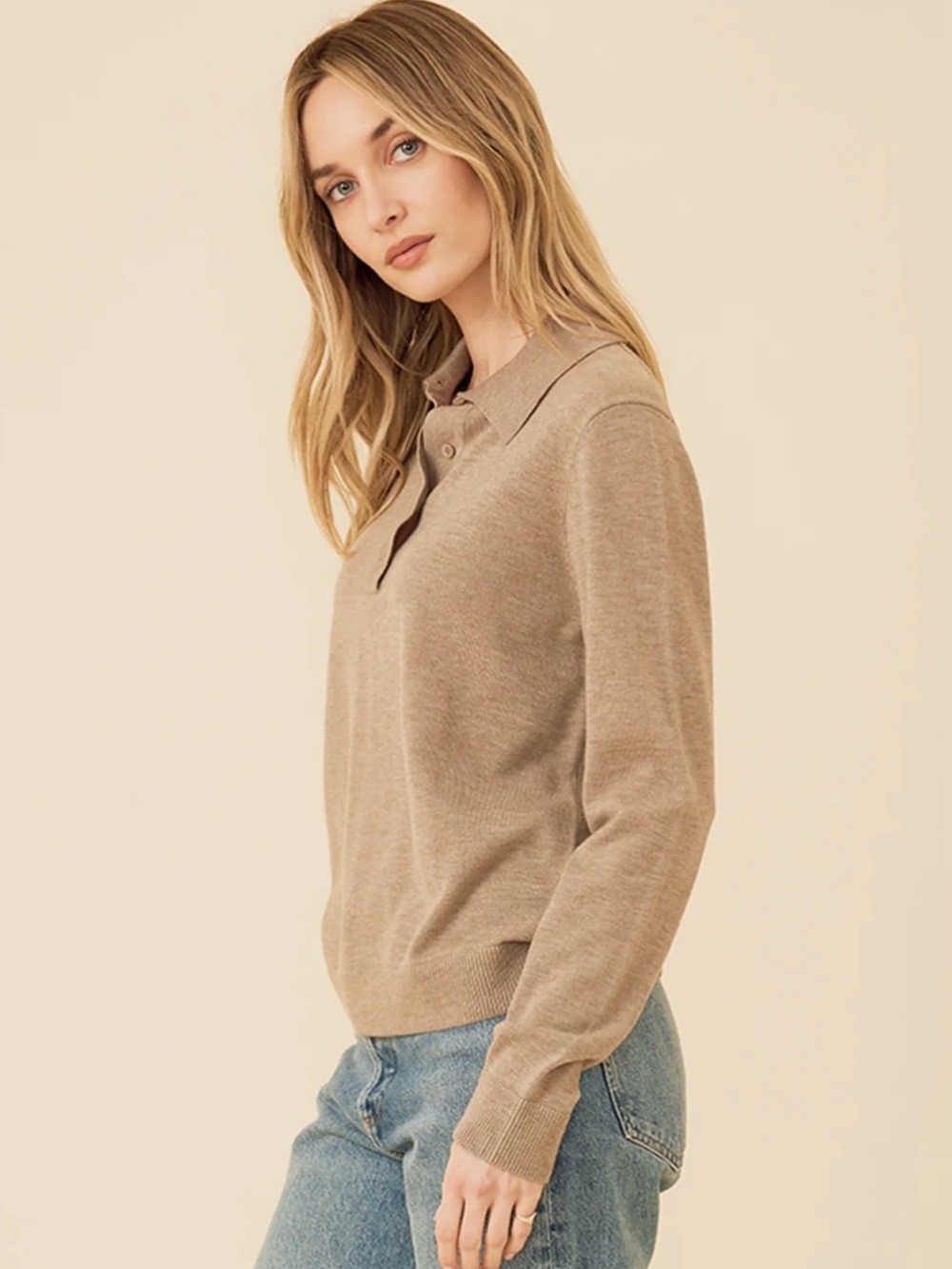 One Grey Day Laguna Merino Pullover Fawn size L OGD